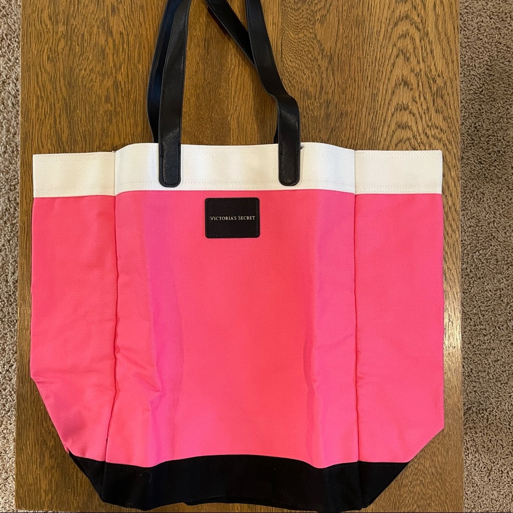 Victoria's Secret Colorblock Pink Canvas Tote